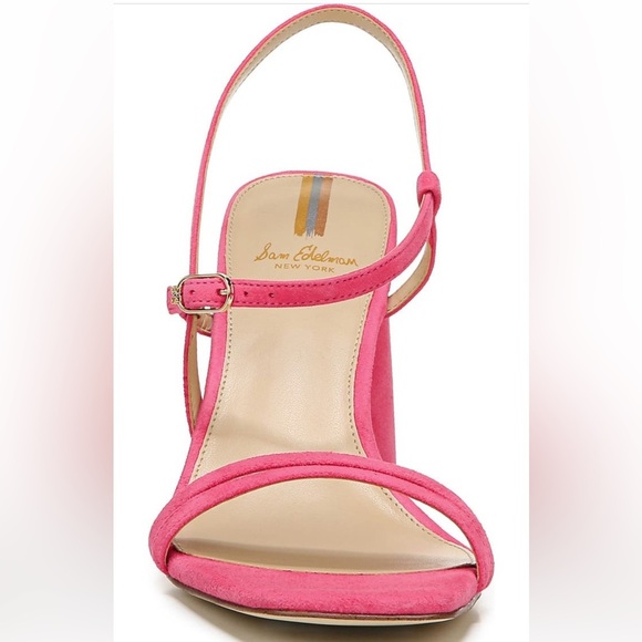 Sam Edelman Kit Slingback Dahlia Pink Suede Block Heel Sandal - Picture 4 of 10